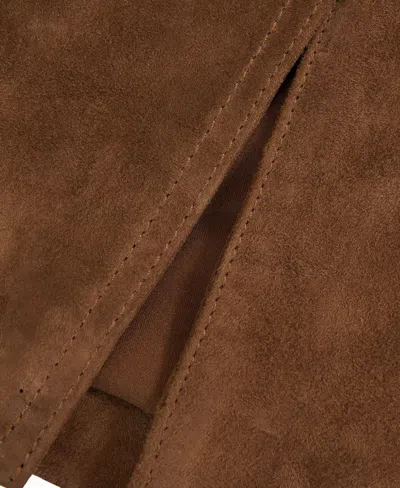 Reiss Women's Suede Straight-fit Midi Skirt In Brown