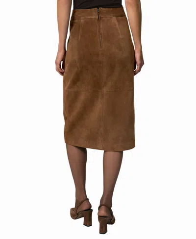 Reiss Women's Suede Straight-fit Midi Skirt In Brown