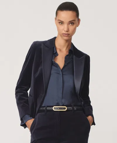 Reiss Women's Verda Cotton Velvet Tuxedo Blazer In Blue