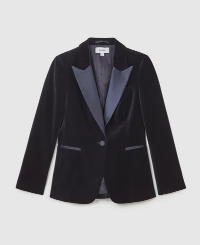 Reiss Women's Verda Cotton Velvet Tuxedo Blazer In Blue