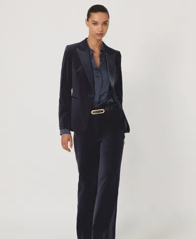 Reiss Women's Verda Cotton Velvet Tuxedo Blazer In Blue