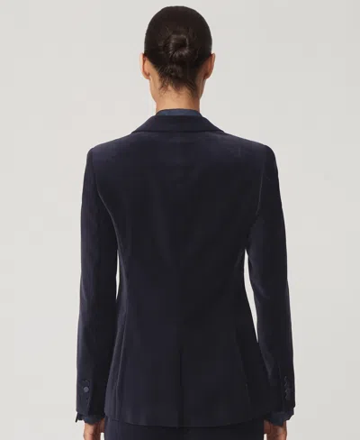 Reiss Women's Verda Cotton Velvet Tuxedo Blazer In Blue