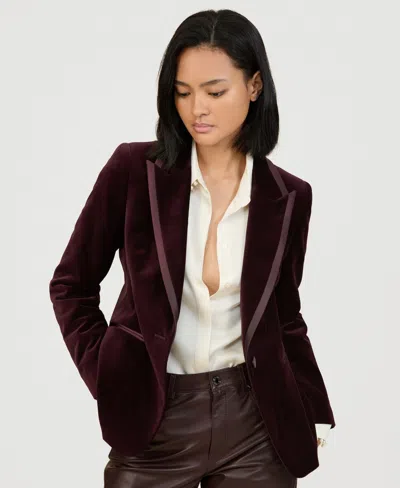 Reiss Burgundy Velvet Single-breasted Suit Blazer In Burgundy