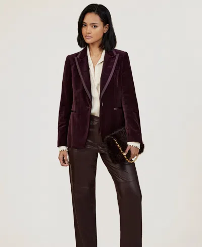 Reiss Burgundy Velvet Single-breasted Suit Blazer In Burgundy
