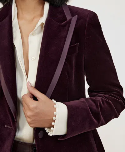 Reiss Burgundy Velvet Single-breasted Suit Blazer In Burgundy