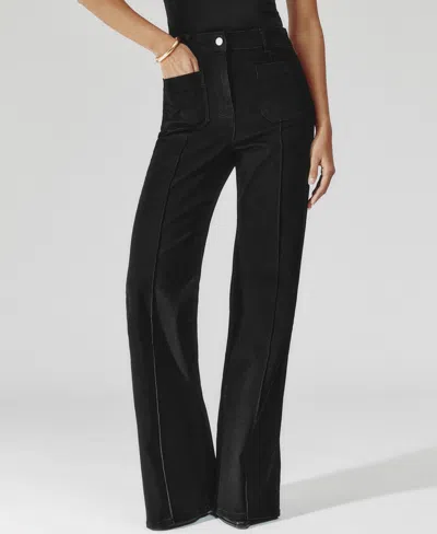Reiss Sakura High Rise Flare Leg Jeans In Black In Black