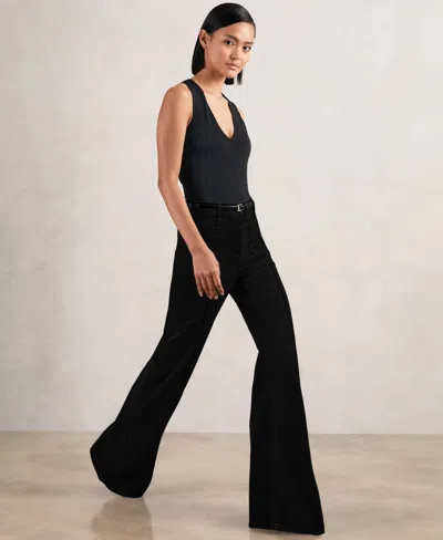 Reiss Sakura High Rise Flare Leg Jeans In Black In Black