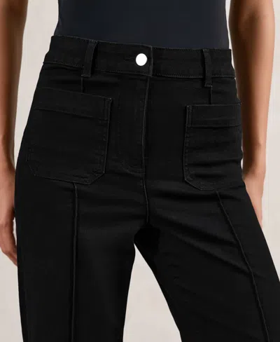 Reiss Sakura High Rise Flare Leg Jeans In Black In Black