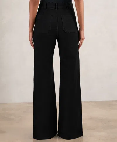 Reiss Sakura High Rise Flare Leg Jeans In Black In Black