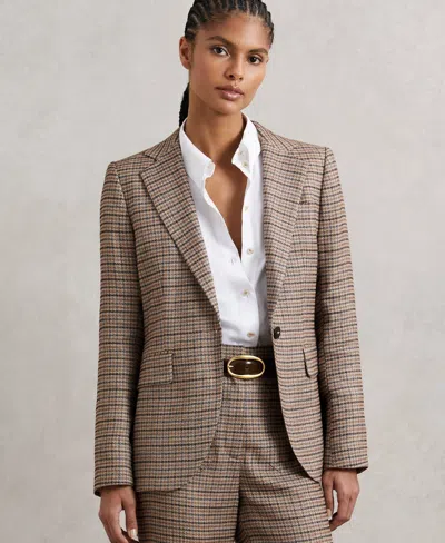 Reiss Women's River Check Single-breasted Blazer In Brown