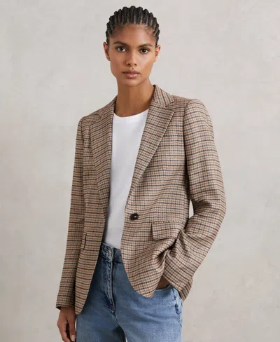 Reiss Women's River Check Single-breasted Blazer In Brown