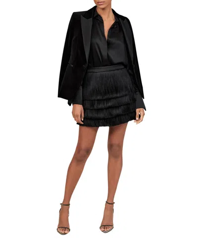 Reiss Women's Fringe Mini Skirt In Black