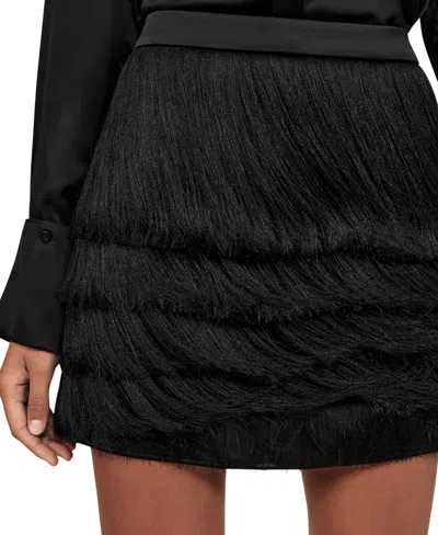 Reiss Women's Fringe Mini Skirt In Black