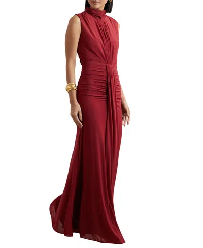 Reiss Dark Red Ruched Sleeveless Maxi Dress In Red