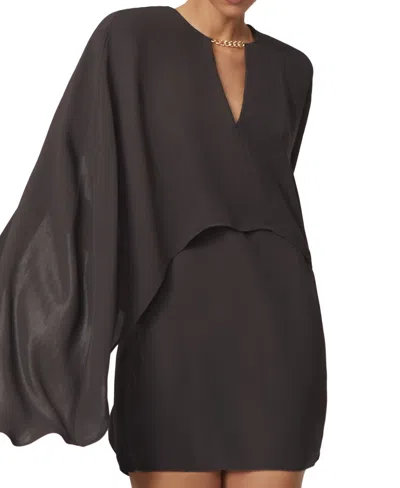 Reiss Grape Chain-detail Cape Mini Dress In Purple