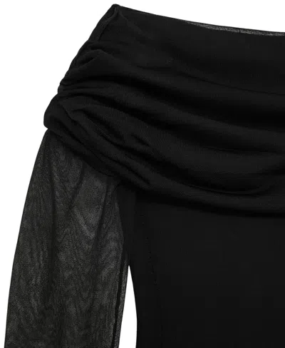 Reiss Women's Sheer-sleeve Knit Midi Dress In Black