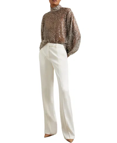Reiss Women's High-neck Embellished Top In Silver