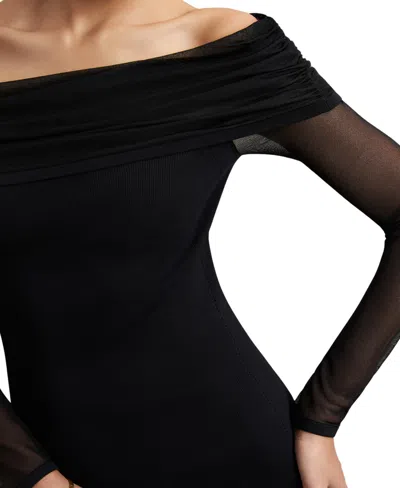 Reiss Women's Sheer-sleeve Knit Midi Dress In Black