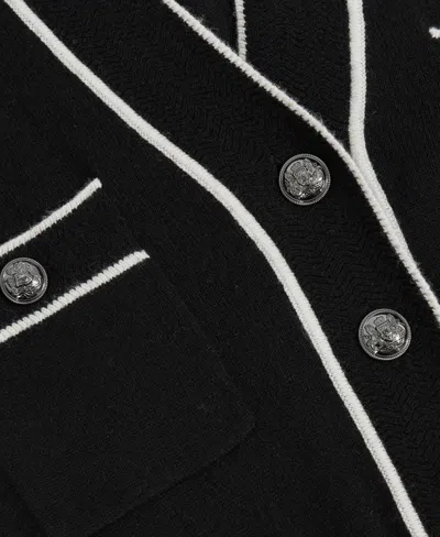 Reiss Black/ivory Wool-blend Tipped Dress With Cashmere In Multi