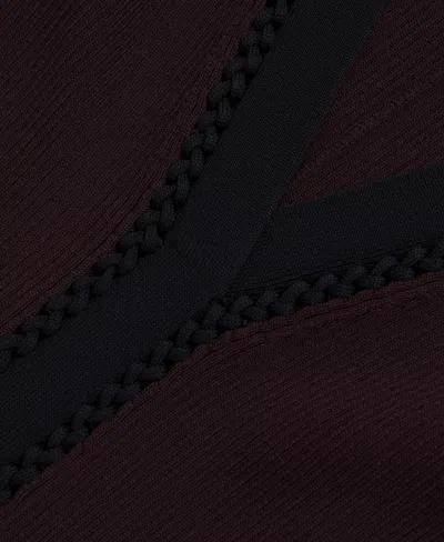 Reiss Burgundy/black Craft-stitch Rib-knit Mini Dress