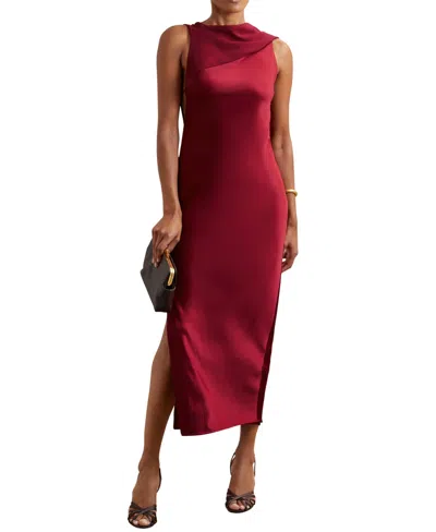 Reiss Alula Back Detail Midi Dress In Red