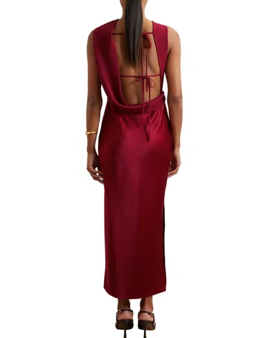 Reiss Alula Back Detail Midi Dress In Red