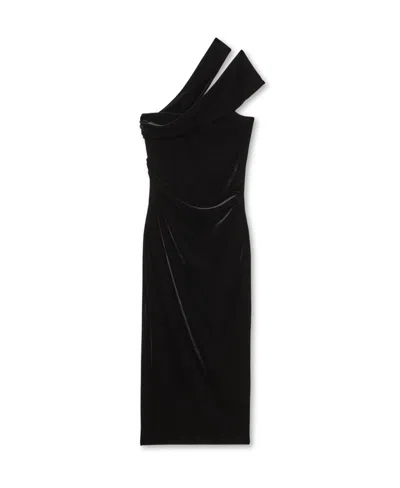 Reiss Women's Velvet One-shoulder Midi Dress In Black
