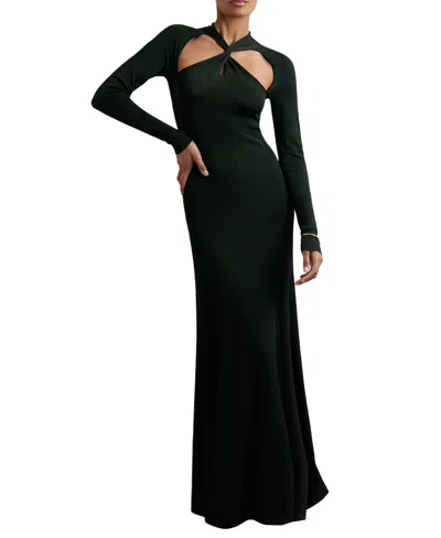 Reiss Women's Cut-out Knitted Maxi Dress In Green