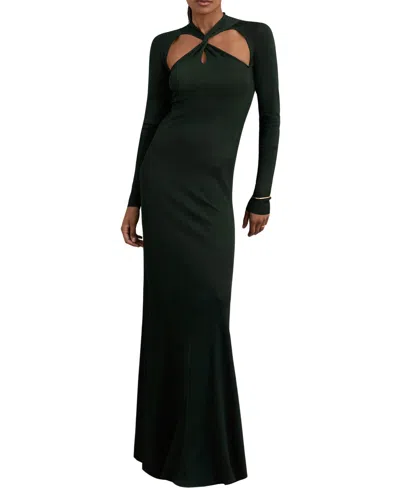 Reiss Women's Cut-out Knitted Maxi Dress In Green