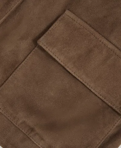 Reiss Taupe Neutral Drew Suede Suede Cropped Jacket In Brown