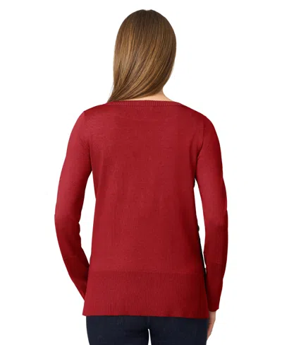 Melissa Paige Women's Contrast-trim Side-button Tunic Sweater In Blue