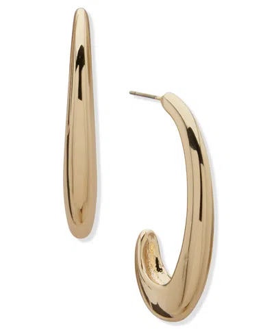 Dkny Gold-tone Tapered Puffy C Hoop Earrings In Gold