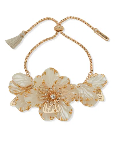 Lonna & Lilly Multi-stone Flower Slider Bracelet In Gold