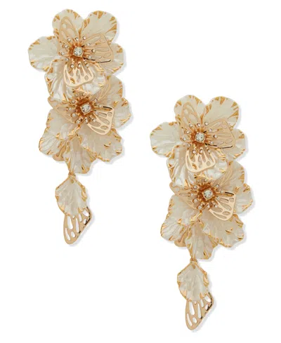 Lonna & Lilly Gold-tone Large Flower Linear Earrings In Gold