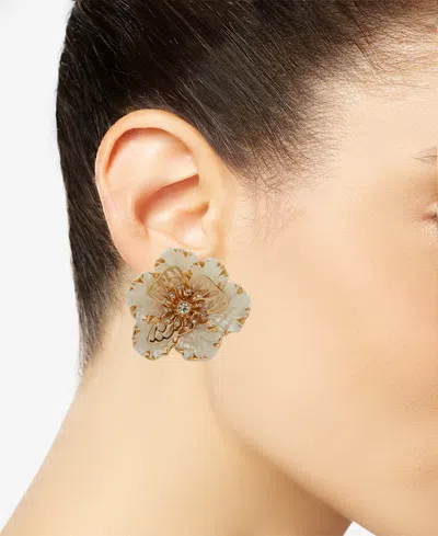 Lonna & Lilly Multi-stone Large Flower Stud Earrings In Gold