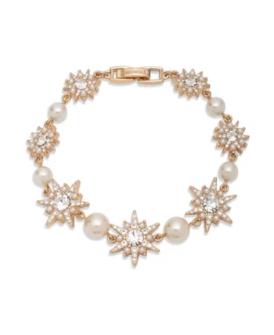 Marchesa Glass Stone And Imitation Pearl Star Flex Bracelet In Gold