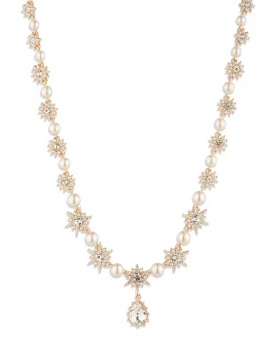Marchesa Glass Stone And Imitation Pearl Star Pendant Necklace In Gold