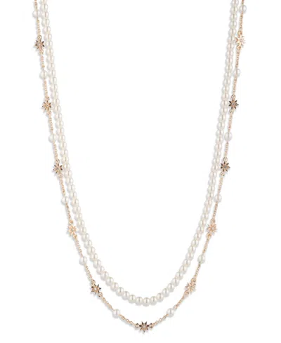 Marchesa Glass Stone And Imitation Pearl Collar Necklace In Gold