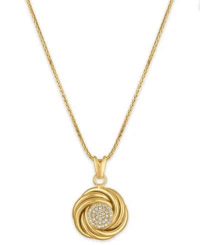 Macy's Diamond Love Knot Pendant Necklace (1/5 Ct. T.w.) In 14k Gold Over Sterling Silver In Gold