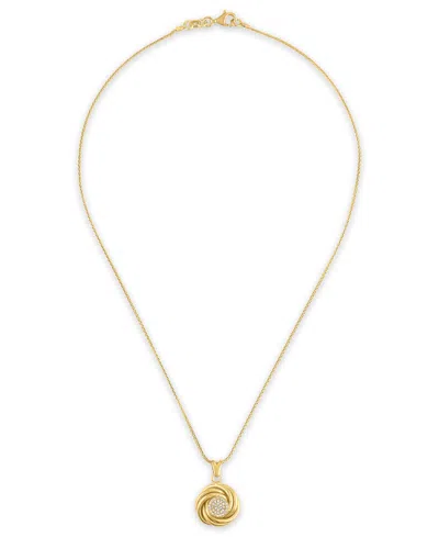 Macy's Diamond Love Knot Pendant Necklace (1/5 Ct. T.w.) In 14k Gold Over Sterling Silver In Gold