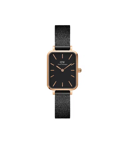 Daniel Wellington Unisex Analog Black Stainless Steel Mesh Watch, 20mm In Black
