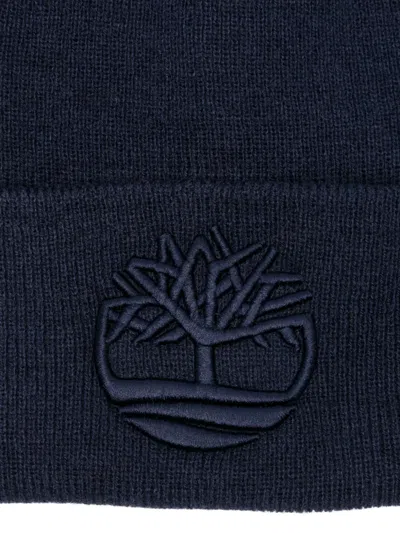 Timberland Embroidered-logo Beanie In Blue