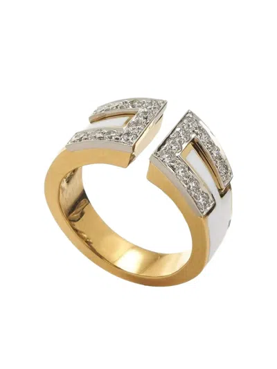David Webb Enamel Gap Diamond Ring In Multi