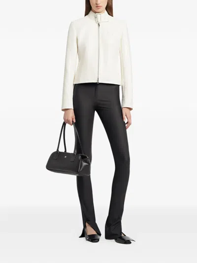 Courrèges Buckle-neck Logo-detail City Jacket In Gray