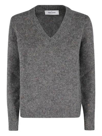 Gran Sasso V-neck Sweater In Gray