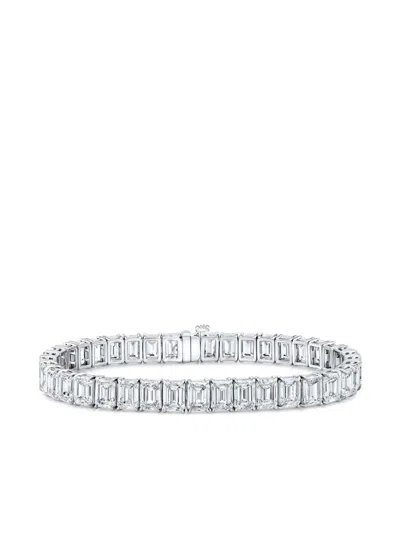 Tilla 14k White Gold Emerald-cut Diamond Tennis Bracelet In White