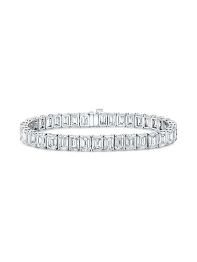 Tilla 14k White Gold Emerald-cut Diamond Tennis Bracelet In White
