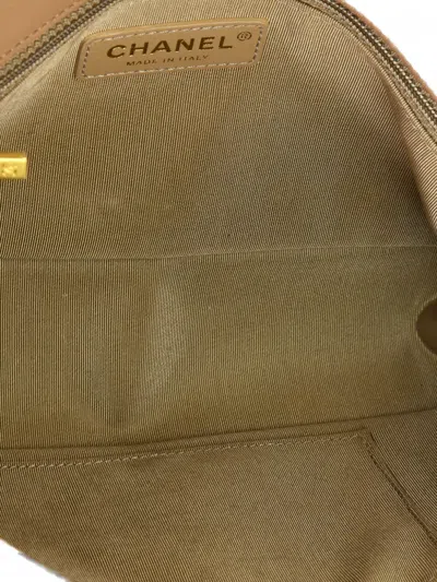 Pre-owned Chanel Boy Flap Bag Chevron Lambskin New Medium Shoulder Bag In Neutral