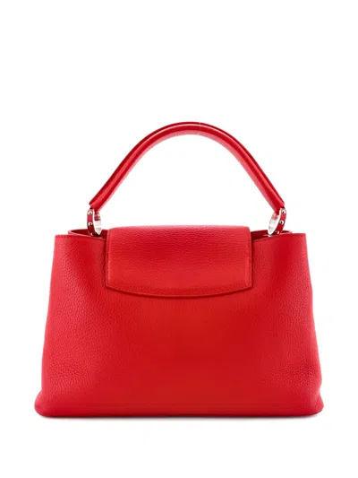 Pre-owned Louis Vuitton Capucines Bag Leather Mm Satchel In Red