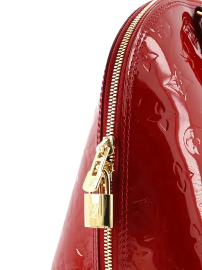 Pre-owned Louis Vuitton Alma Handbag Monogram Vernis Pm Satchel In Red